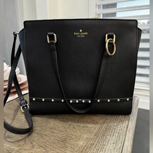 Kate Spade Black New York Laurel Way Jeweled Small Hadlee Handbag + Strap